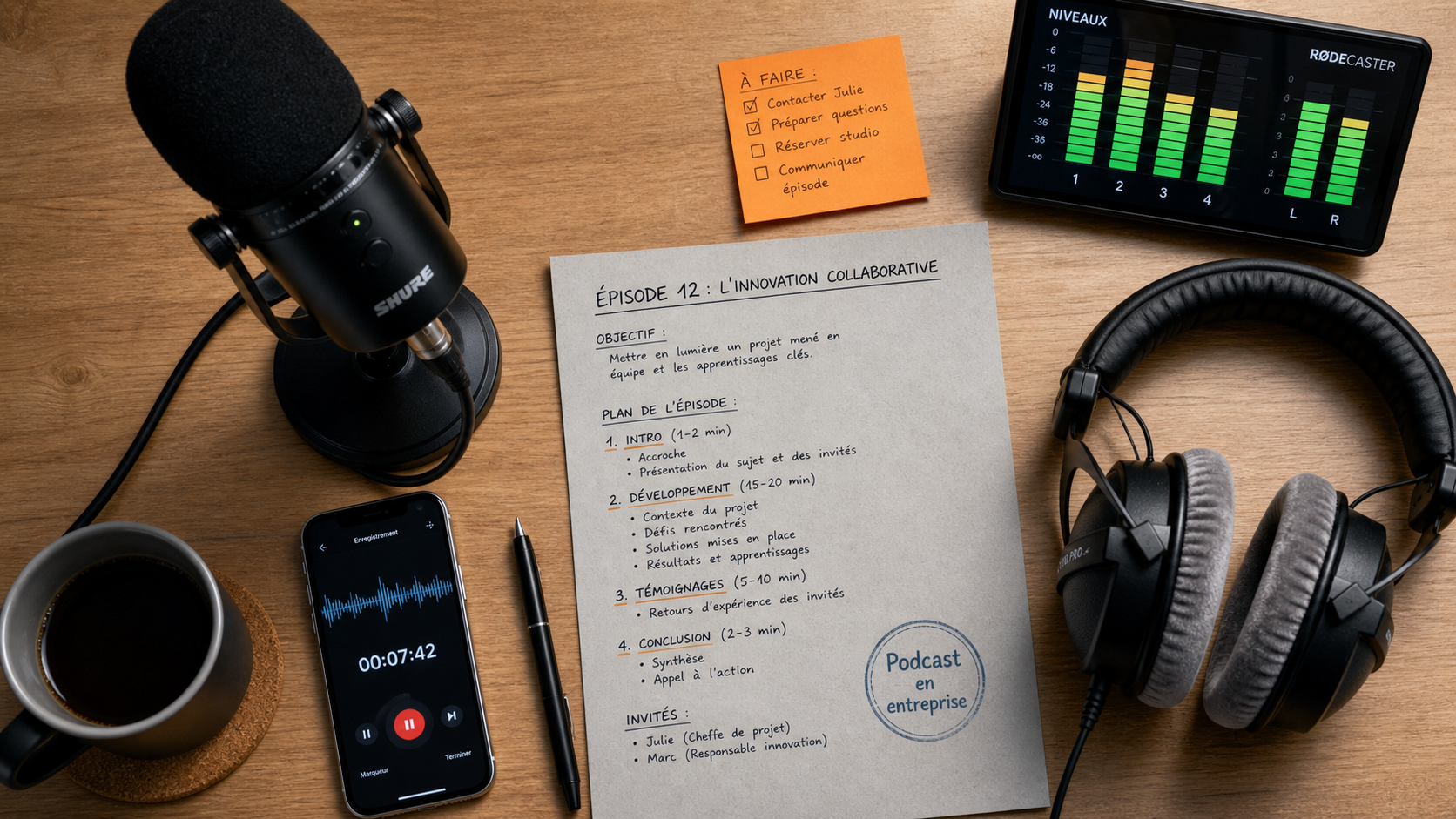 Podcast entreprise : micro studio et enregistrement audio