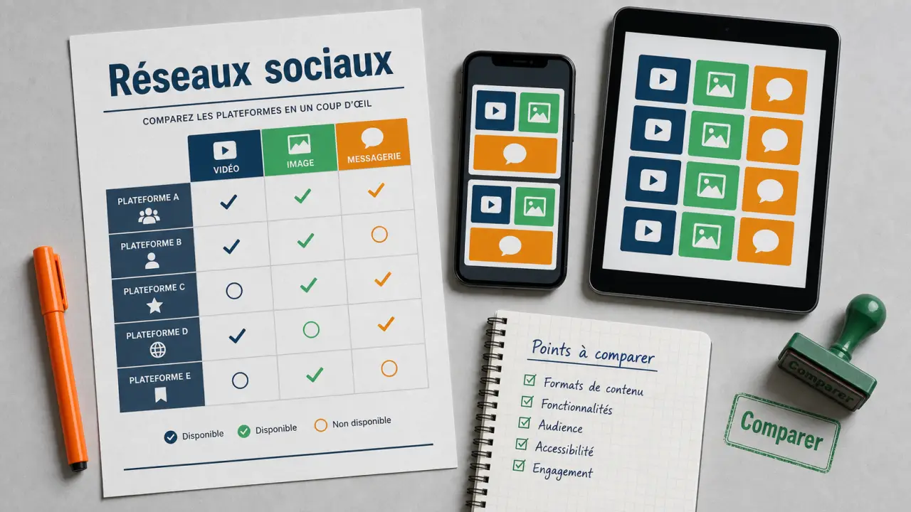 Reseau sociaux liste : comparer plateformes selon audience, format et objectif