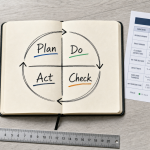 La roue de deming PDCA Plan Do Check Act sur un carnet
