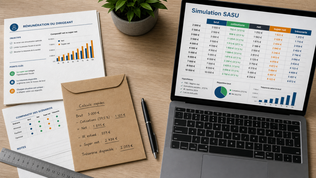 Simulation revenu SASU 40 000 € ou 60 000 € : net