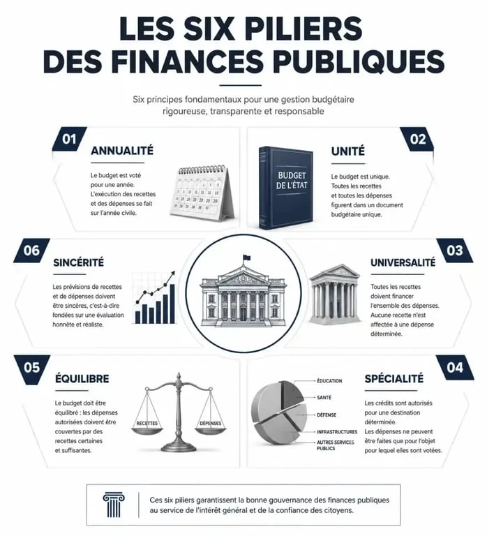 Infographie résumant les principes budgétaires des finances publiques