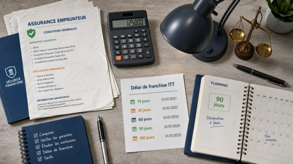 ITT assurance emprunteur : 90 jours de franchise, 1 095 jours de prise en charge et les clauses à vérifier