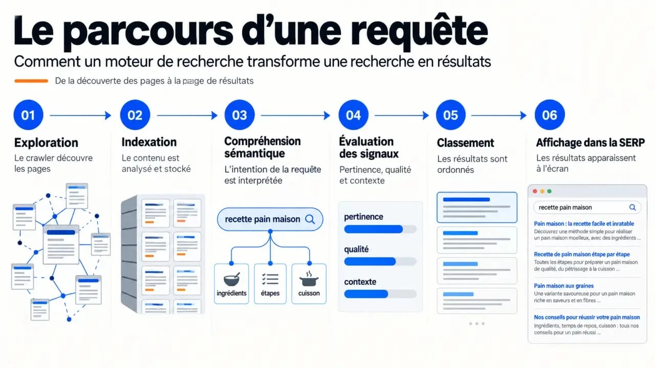 Formation en algorithmie des moteurs de recherche en ligne : parcours d’une requête du crawl à la SERP