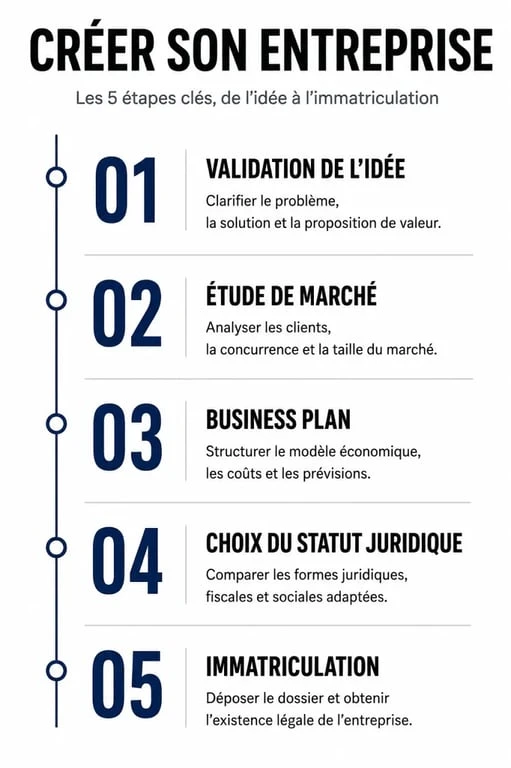 Infographie des étapes pour comment créer son entreprise
