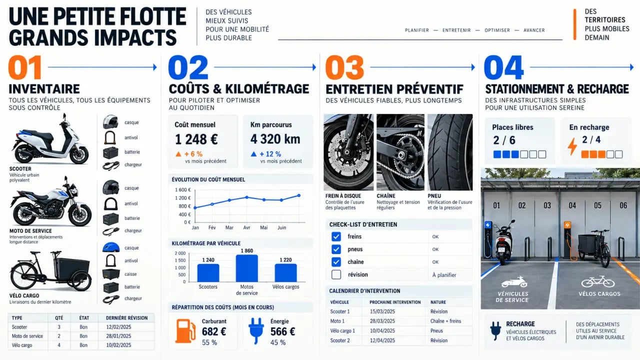 Optimiser la gestion de flotte deux-roues grâce à l'inventaire, au suivi des coûts et à l'entretien préventif