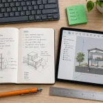 Formation sketchup en ligne : projet 3D dans SketchUp (vue coupe) sur bureau