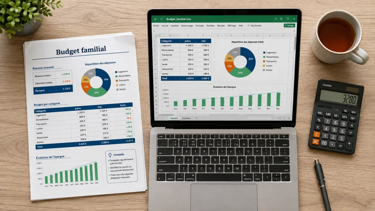 Tableau excel budget familial gratuit : 30% logement